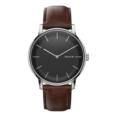 ARTUUR Sterling - Polshorloge - Donkerbruin Leer
