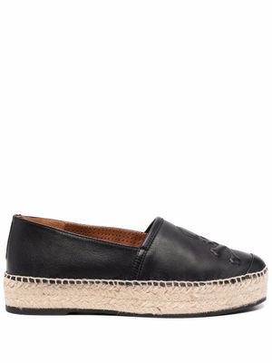 Philipp Plein espadrilles en cuir à motif tête de mort - Noir
