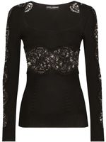 Dolce & Gabbana floral-lace knit jumper - Noir