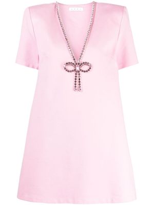AREA robe courte à ornements en cristal - Rose