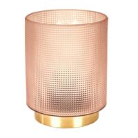 Tafellamp glas - roze - 16 cm - met schakelaar