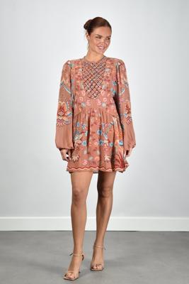 Farm Rio jurk 348878 boho enhance mocha