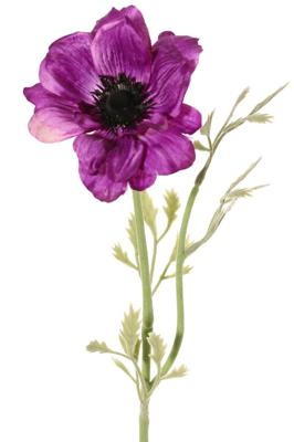 Anemoon nora 1 bloem h53 cm paars kunstbloem zijde nepbloem - Driesprong collection