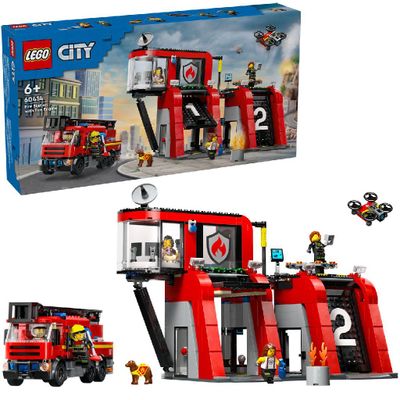 Lego City 60414 Brandweerkazerne en Brandweerauto