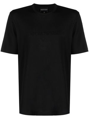 Emporio Armani t-shirt en coton à logo brodé - Noir Emporio Armani t-shirt en coton à logo brodé - Noir