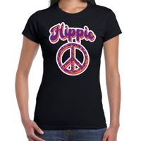 Hippie t-shirt zwart voor dames - thumbnail