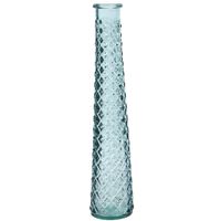 Vaas/bloemenvaas van gerecycled glas - D7 x H32 cm - transparant lichtblauw - Vazen - thumbnail