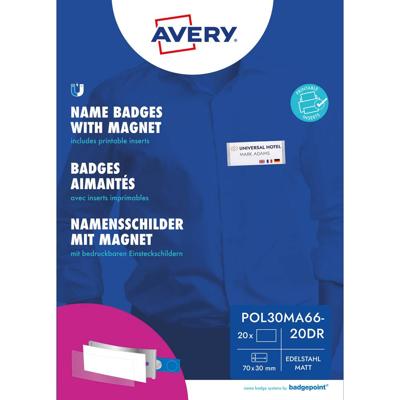 Avery-Zweckform POL30MA66-20DR Naamplaatje (b x h) 70 mm x 30 mm 20 stuk(s)