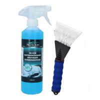 Ijskrabber met antivries spray voor auto - 500 ml - soft grip - ruitenontdooier - IJskrabbers