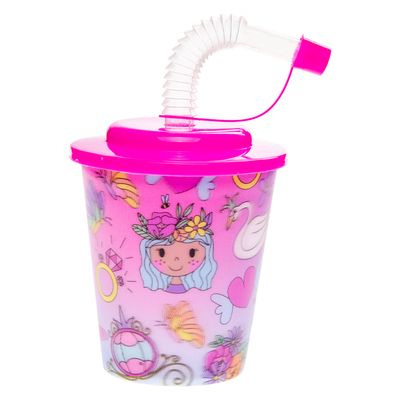 LG-Imports Beker met deksel en rietje prinses, 12st.