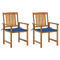 Tuinstoelen 2 st met kussens massief acaciahout