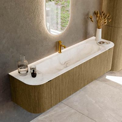 Badmeubel Mondiaz Kurve-Dlux | 170 cm cm | Meubelkleur Dusk | Wastafelkleur Frappe | Solid surface | Wasbak midden spoelbak | 1 kraangat