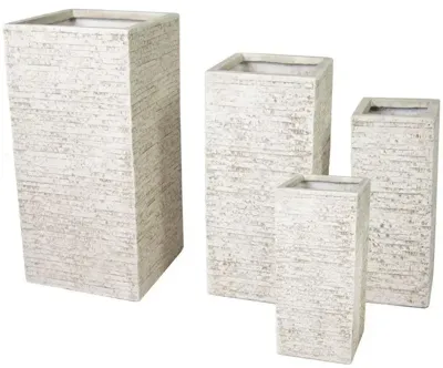 Mcollections Plantenbak Kubus Hoog - 23 x 23 x 51 cm - Clayfibre - Desert