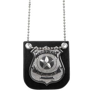 Carnaval/verkleed accessoires Politie sieraden - ketting met badge - zwart - kunststof   -