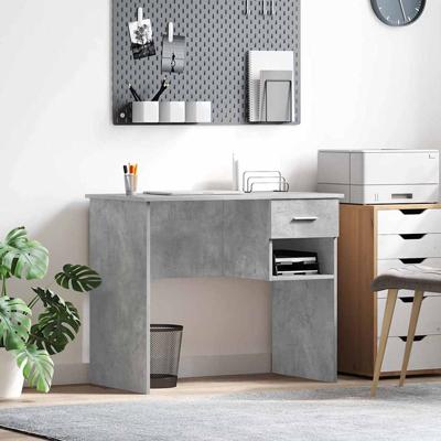 Bureau met lade Betongrijs 90 x 49.5 x 75 cm Bewerkt hout