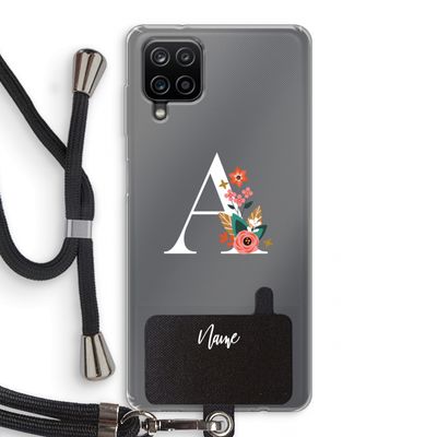 Pink Bouquet: Samsung Galaxy A12 Transparant Hoesje met koord