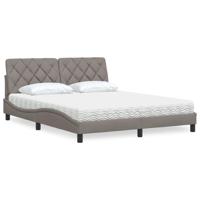 Bed met matras stof taupe 160x200 cm