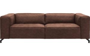 Goossens Bank Calvin bruin, micro leer, 3,5-zits, modern design