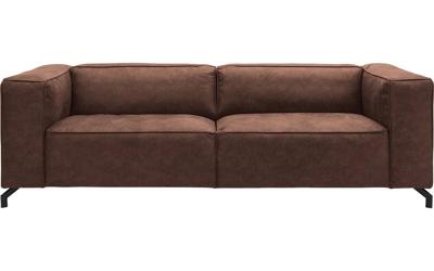 Goossens Bank Calvin bruin, micro leer, 3,5-zits, modern design