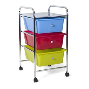 Gerimport Trolley kastje - 3 lades - gekleurd - verrijdbaar - 36 x 60 cm - keukentrolley