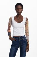 T-shirt met mouwen van chiffon - WHITE - XL T-shirt met mouwen van chiffon - WHITE - XL