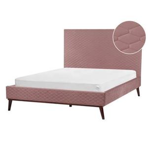 Beliani - BAYONNE - Tweepersoonsbed - Roze - 140 x 200 cm - Fluweel