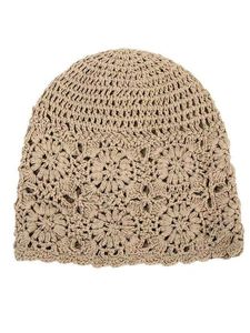 Crochet Knitted Floral Hollow Out Beanie Hat