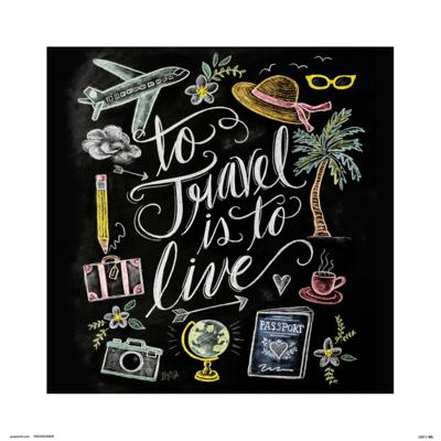 Kunstdruk Lily and Val - To Trave is To Live 30x30cm