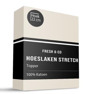 Topper Hoeslaken - Katoen Jersey Stretch - Creme - 90x200 cm - Creme - Fresh and Co - Dekbed-Discounter.nl