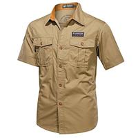 Voor heren Overhemd Zomer overhemd Overhemd met knopen Normaal shirt Werkhemden khaki Leger Groen Donkerblauw Korte mouw Effen Revers Hawaii Feestdagen Voorvak Kleding Modieus Casual Comfortabel Lightinthebox - thumbnail