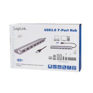 LogiLink UA0308 interface hub USB 3.2 Gen 1 (3.1 Gen 1) Type-A 5000 Mbit/s Grijs