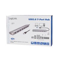 LogiLink UA0308 interface hub USB 3.2 Gen 1 (3.1 Gen 1) Type-A 5000 Mbit/s Grijs - thumbnail