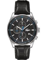 Lacoste horlogeband 2010784 / LC-83-1-14-2578 Leder Zwart 22mm + zwart stiksel