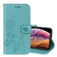 Rose reliëf horizontale Flip PU lederen draagtas voor iPhone XS Max met houder & kaartsleuven & portemonnee (groen)