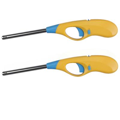 Flame Classics - 2x - BBQ/keuken aansteker lange steel - licht oranje - 26 cm