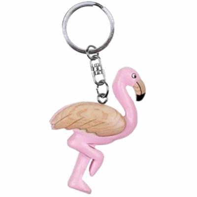 Sleutelhanger flamingo - roze - ca. 7 cm - hout - dierensleutelhanger - vogelfiguur