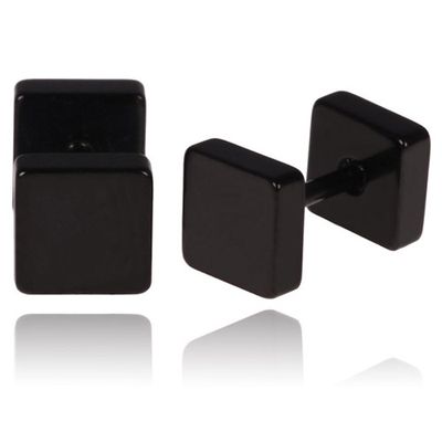 LGT Jewels Stud oorbellen Square zwart 8mm