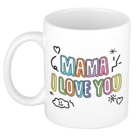 Moeder/mama cadeau mok - I love you - pastel - 300 ml - moederdag/verjaardag   -