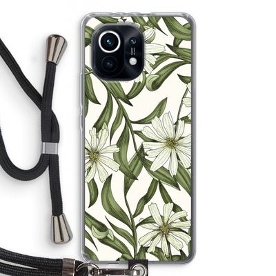 Wit bloemenpatroon: Xiaomi Mi 11 Transparant Hoesje met koord