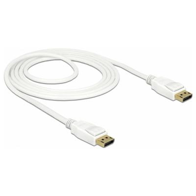 Delock 85509 DisplayPort-kabel DisplayPort Aansluitkabel DisplayPort-stekker 1.5 m Wit Vergulde steekcontacten, Verdraaid, Afgeschermd (drievoudig), 4K UHD