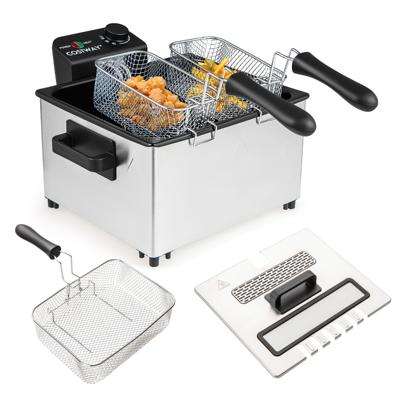 2000W Elektrische Frituurpan met 3 Frituurmanden & Instelbare Temperatuur & Kijkvensterdeksel