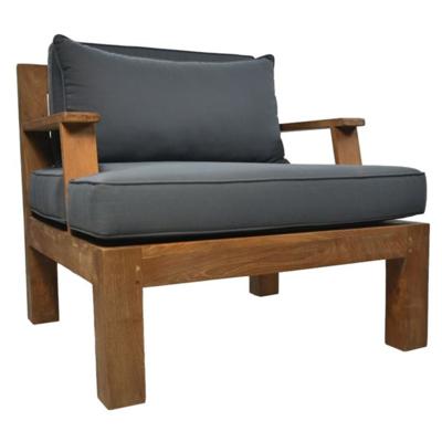 Tuin Sofa met armsteun en kussenset - 80x79x83 - Naturel/grijs - Teak