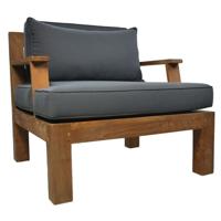 Tuin Sofa met armsteun en kussenset - 80x79x83 - Naturel/grijs - Teak