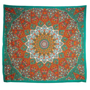 Authentiek Mandala Wandkleed Katoen Rood/ Groen (225 x 200 cm)