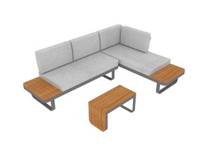 Multifunctionele aluminium loungeset Samos - acacia blad en grijze kussens