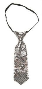 Stropdas pailletten zilver