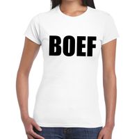 BOEF tekst t-shirt wit voor dames - thumbnail