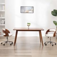 Eetkamerstoel draaibaar gebogen hout en kunstleer wit