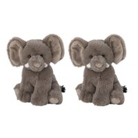 Set van 2x stuks pluche knuffel olifant van 16 cm