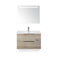 Seville Badmeubelset 80 cm - Craft Oak Edge greep - Wastafel Enjoy - met Sence Spiegel